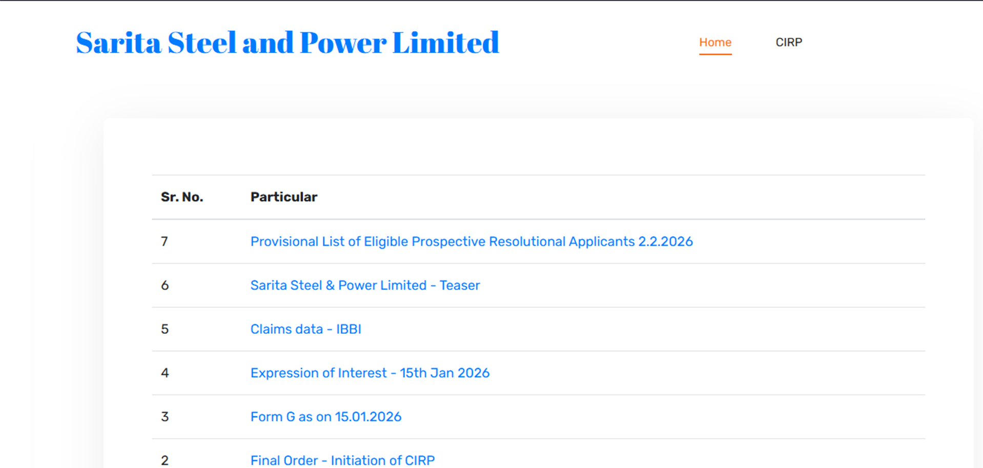 Sarita Steel & Power website project
