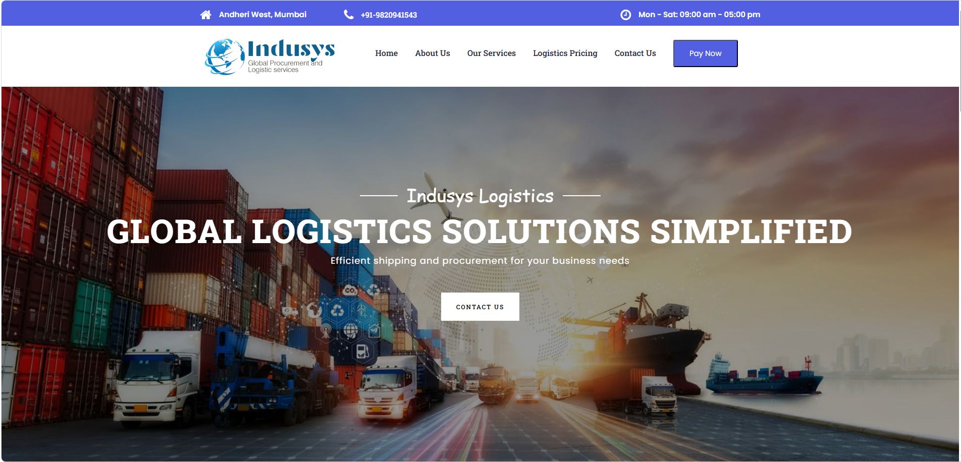 Indusys website screenshot