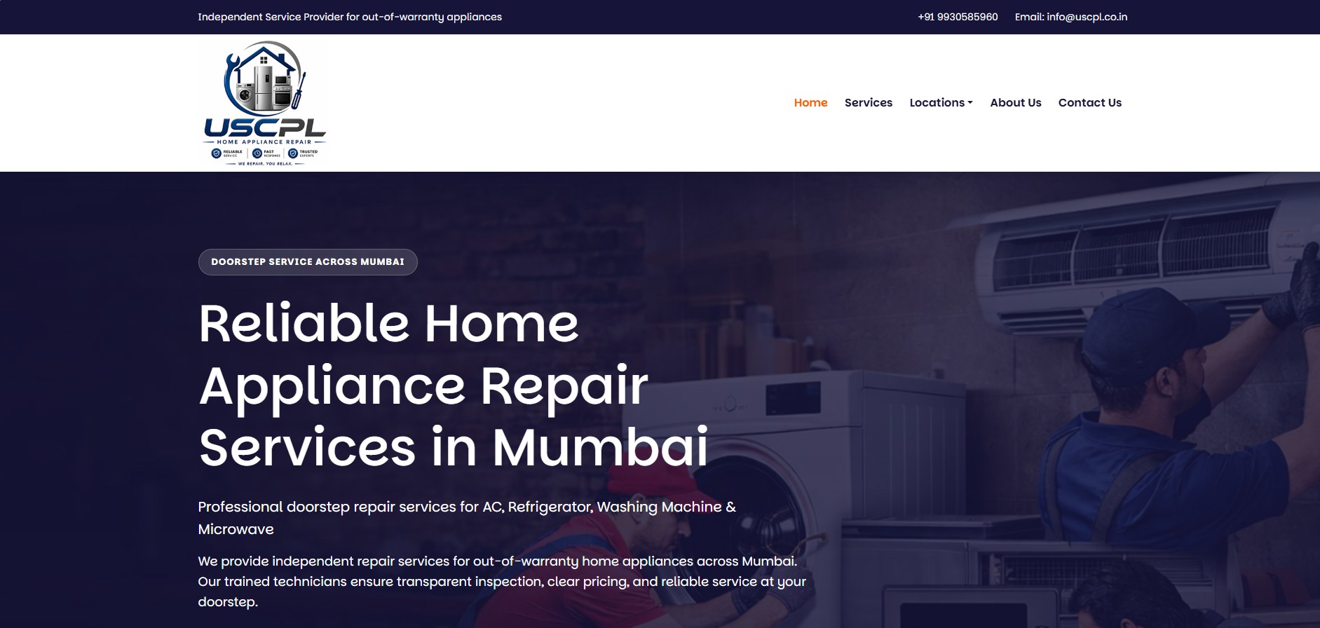 Universal Service Center website screenshot